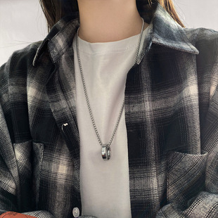 Wang Yibo same titanium steel ring necklace female Net red ins summer hip hop personality couple sweater chain sweater chain