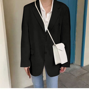Casual Black Suit Jacket Women's Spring Design Sense Niche High-end Chic Internet Celebrity Fried Street Small Suit Women's Top