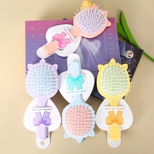 Cute Cat Head Comb Women's Air Bac Comb Long Hair Household Fluffy Shape Massage Comb Hollow Row Bone Comb Portable Belt