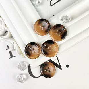 Round Edge brown Double-Face Matte Resin Pattern Buckle Wool Cloak Buckle Four-Eye Button Pattern Coat Button Button Button
