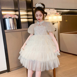Western Style Girl's Dress 2023 Summer Mesh Cake Dress New Children's Sweet Princess Dress Gorgeous Dress