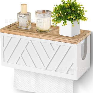 Hot Wooden Bathroom Tissue Rack Wall-mounted Roll Paper Storage Rack Toilet Kitchen Tissue Box Roll Paper Rack