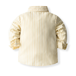 Children's suit autumn new boys' overalls suit striped long-sleeved shirt baby one-year-old gentleman dress
