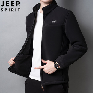 JEEP SPIRIT новый осенний и зимний мужской кардиган с флисом и воротником эластичная дышащая модная флисная куртка