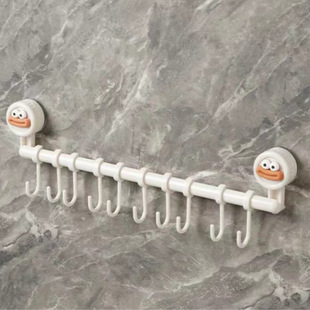 Suction Cup Kitchen Hook A Row of Slide Rail Hook Rack Hole-free Hanging Rod Storage Cabinet Door Inner Hanger Storage Rack