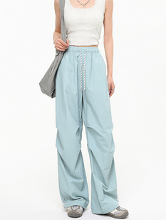 Fenghe [Floral Drawstring Cargo Pants Mn] Summer Thin High-End Loose Draped Straight-Leg Floor-Length Casual Sweatpants