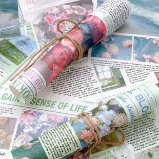 Material this INS scenery non-sticky literature and art student newspaper wall stickers hand account DIY decorative material paper 50 can be torn