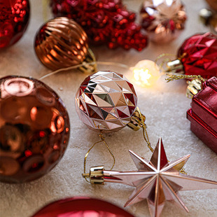 New Christmas Tree wine red Electroplated Octagon Pinecone Ball Pendant Decoration Christmas Ball Gift Box Hanging Ball Decorations