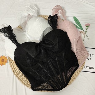 Sexy Lace Mesh Bow Sling Inner Fishbone Bracket Tight Waist Slimming Niche Hot Girl Top Women's 1126