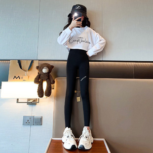 Children's Shark Pants Spring and Autumn Outer Wear Big Children's Girls Barbie Pants Black Autumn Thin Trousers Girls' Leggings