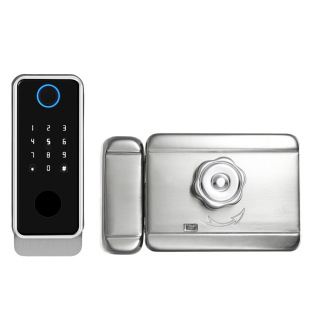 Cross-Border 304 Stainless Steel Bull Head Lock Single and Double-Sided Exterior Iron Door Smart Password Lock Old-Fashioned Door Fingerprint Lock Wholesale