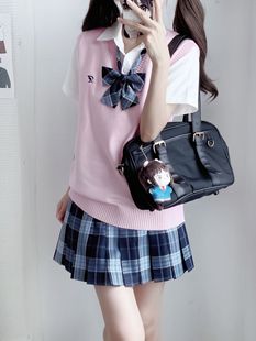JK Multicolor Pullover Vest Knitwear Japanese Style College Style Stacked suit Uniform Autumn and Winter Small