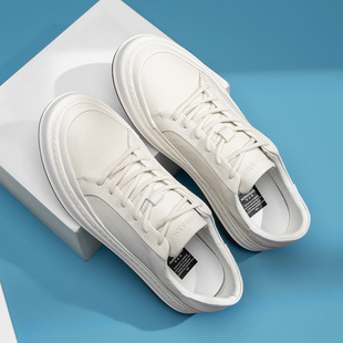 Men's shoes leather White shoes men's breathable White Board Shoes summer thick-soled casual leather shoes Joker tide shoes wholesale