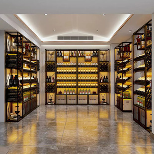 Nordic Restaurant Creative Floor-to-Floor Multi-Layer Wine Cabinet Winery Luminous Wine Storage Display Rack Wine Display Rack