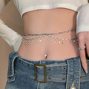 Music Festival Rhinestone Metal Female Accessories Sexy Body Chain Belt Simea Stars Pendant Waist Chain Halloween