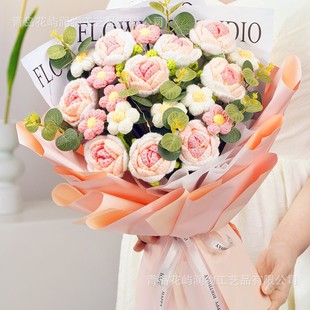 Valentine's Day Christmas gift bouquet creative hand-knitted wool bouquet finished simulation flower stall wholesale