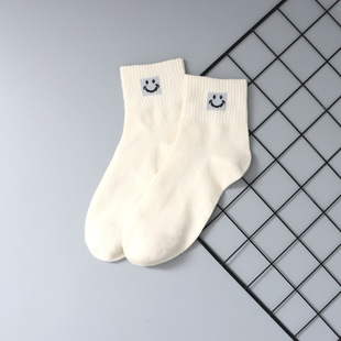 Zhuji socks women's spring and summer mid-calf socks smiley face cotton socks ins popular Net red sun series all-match mid-calf women's socks wholesale