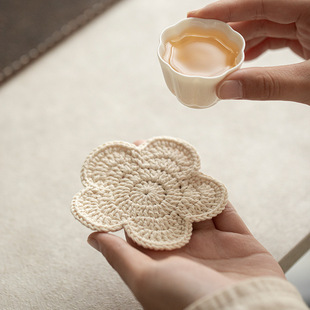 Thorn embroidered tea pad pot pad purple sand pot pad crochet cup pad absorbent anti-scalding woven cup pad heat insulation pad