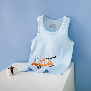 Summer 2024 Children's Combed Cotton Vest Men's and Women's Sling Fresh Small and Medium-sized Children's Baby Cartoon Printed Base Pure Cotton