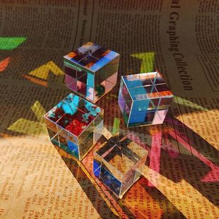 Sun Catcher Color Prism Cube of Light Colorful Refraction Electroplated Desktop Ornaments Sunny Women's Birthday Gift