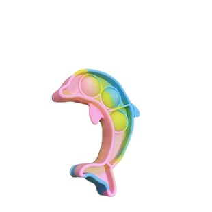 Силиконовый мини-кулон Дельфин Bubble Music Игрушка на кончиках пальцев Декомпрессионная игрушка Брелок Радуга