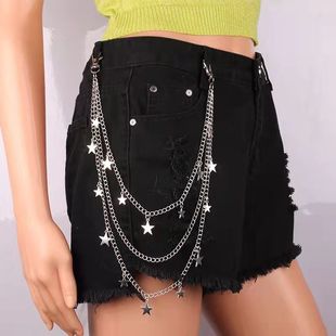 European and American Cross-border Hip-hop Punk Pentagram Pendant Tassel Waist Chain Street Popular Metal Chain Personalized Pants Chain