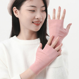 Fall/winter gerong warm gloves factory wholesale ladies winter half finger gloves keyboard students writing warm gloves