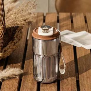 Blue Lotus Thermos Cup 316 Stainless Steel High-value Portable Water Cup for Girls and Students Cute Hand-painted Straw Cup