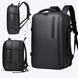 Expandable Business Leather Laptop Bag Sleeve Pull Rod Large Capacity Multifunctional Backpack USB Interface Backpack