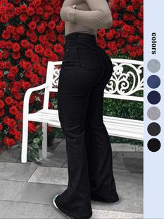 Cross-border Amazon Horn Jeans Women's European and American-style Hip-lift Slimming Pants Women's Cross-border plus size Pants