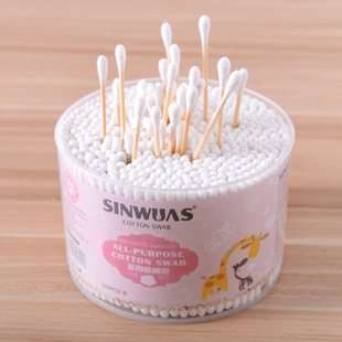 Full-volume Cotton Swabs 500 Double-ended Large Box Makeup Remover Cotton Swabs for Perming Eyelashes Cotton Wooden Swabs for Ear Removal Cotton Swabs