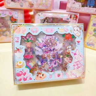 New 8 transparent boxed hand account stickers cartoon girl hand account stickers PVC transparent hand account book diy hand account stickers