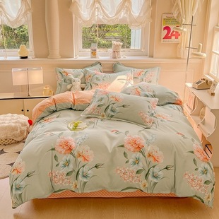 2024 new thick skin-friendly sanding print plant cashmere four-piece set