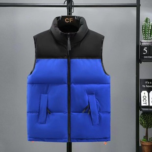 Foreign trade hot winter color matching cotton vest men's loose leisure waistcoat sports vest coat printing figure