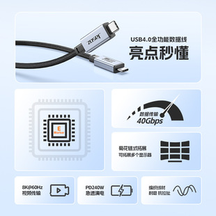 Getson USB4 Полнофункциональный кабель для передачи данных 8K HD видео кабель PD240W быстрая зарядка кабель подходит для Apple 15 Thunderbian 4