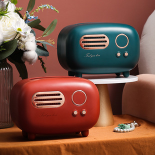 Radio Tissue Box Small Size Entry Luxury Gift Living Room Household High-end Paper Box Creative Retro Tissue Box