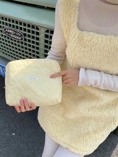 31293 Soft Yellow Cosmetic Bag Women's High-grade Large-capacity Portable Cosmetic Storage Bag Clutch Bag