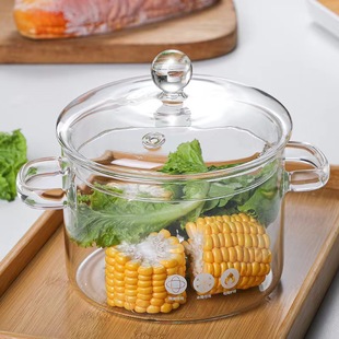 High Borosilicate Glass Pot Health Pot Heat Resistant Thickened Glass Stew Soup Pot with Lid and Handle for Coffee Hot Red Wine Pot