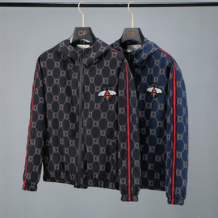European station fashion brand coat men's Spring and Autumn New retro versatile printed raccoon outer wear casual fashion jacket