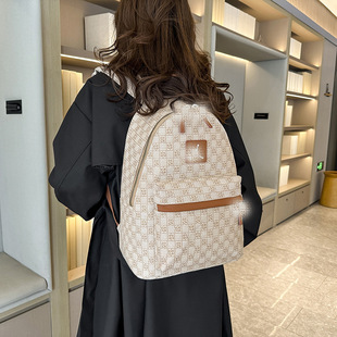 Trendy Cards Checkerboard Printed Letter Backpack Car Stitching Rhombus Travel Bag Personalized Plaid Girls' Sports Backpack