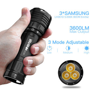 WURKKOS DL30 Strong Light Diving Flashlight LH351d High Color Rendering Lamp Beads Professional for the Sea Night