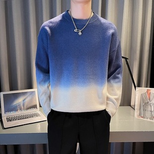 Sweater Men's Autumn and Winter 2024 New Fashion Brand Crewneck Sweater Wool Sweater Men's fleece-lined Thickened Base Sweater
