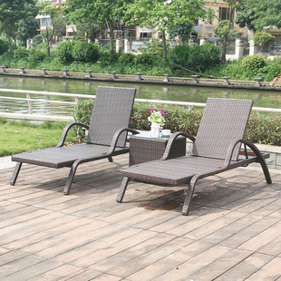 Simple Outdoor Balcony Outdoor Courtyard Pool Recliner Bed Villa Hotel Terrace Beach Bench Folding Rattan