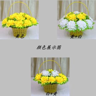 Yiwu photo screen crafts manufacturers wholesale artificial flowers fake chrysanthemum 16 round chrysanthemum ring Qingming flower basket