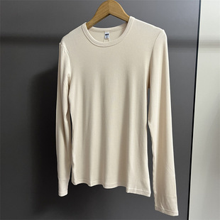 8174 Women's Autumn New Korean-style Interior Slim-fit Thread Solid Color Long-sleeved T-shirt Crewneck Base Shirt 813