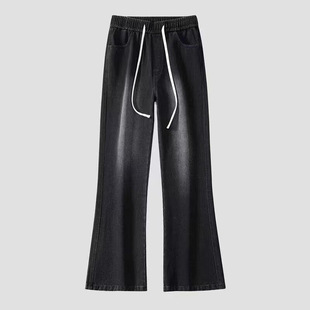 American Style Casual Wide-leg Pants Men's Jeans Thin New Style light blue Loose Micro-lar Trousers Trend