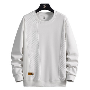 Spring and Autumn Trendy Men's Fashion Stitching Crewneck Sweatshirt plus size Plus Fat Loose Sports Casual Fashion Pullover Sweatshirt