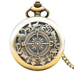 Alice in Wonderland Vintage Pocket Watch Alice Anime Pocket Watch Women's Cartoon Flip Fashion Hanging Watch