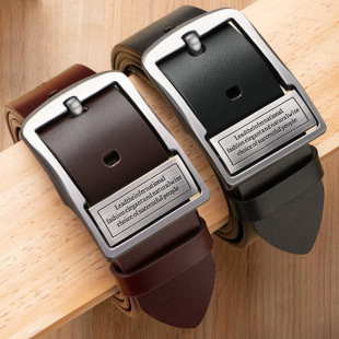 New Men's belt genuine leather pin buckle business casual cowhide Belt Men's trendy simple middle-aged and young men's pants belt