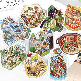 Infeel.Me Sticker Pack Small World Cross-Border Cute Student Handbook Guka Sticker DIY Landscaping Collage